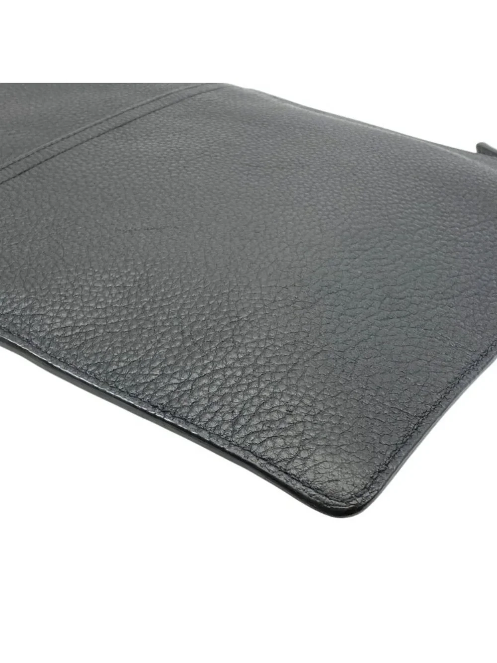 Prada Clutch Document Case Logo Ship Leather Black Business